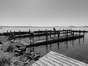 old black and white dirty dock